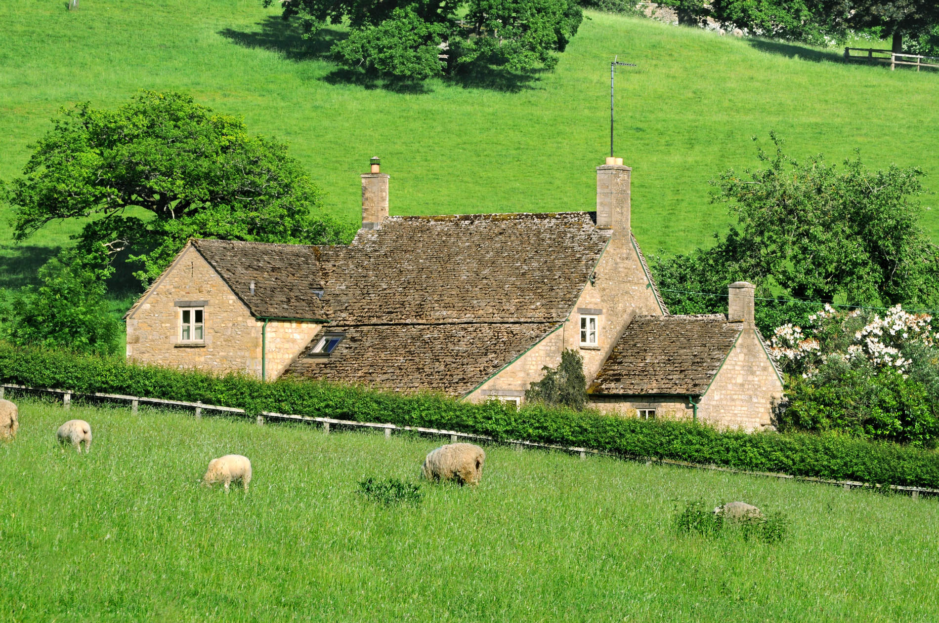 Farmhouse in English countryside of Cotswolds